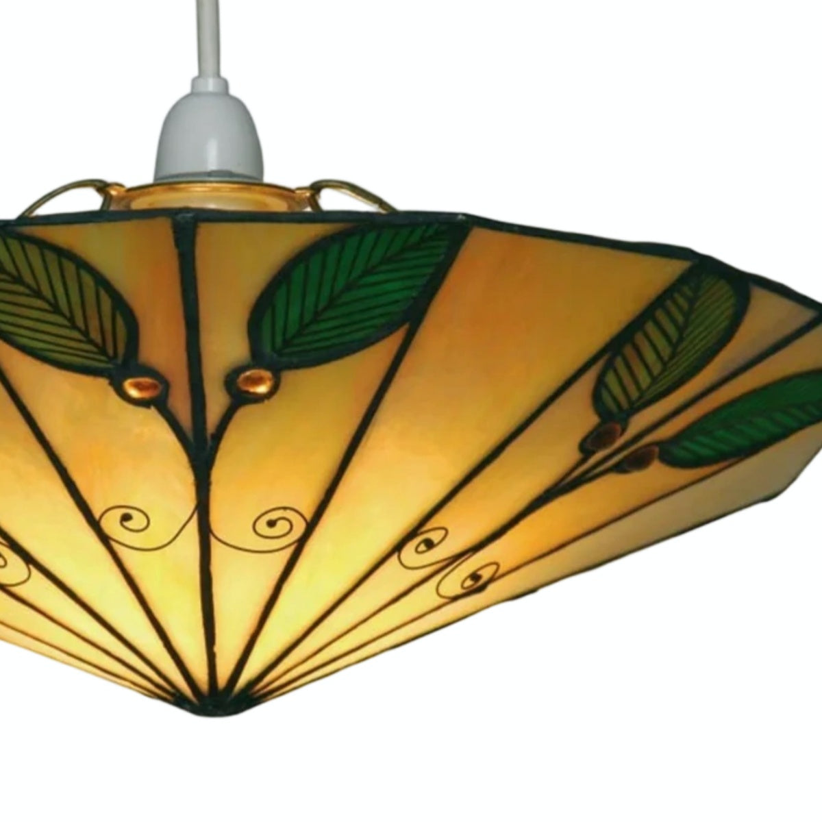 TF Harken Tiffany Style Leaf Pendant Shade Stained Glass Lamp Shade for Living Room and Bedroom