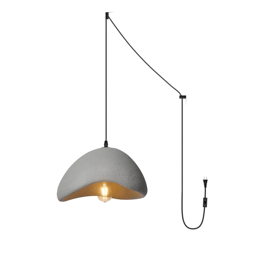 Gebogene Pendelleuchte aus Polystyrol mit Stecker