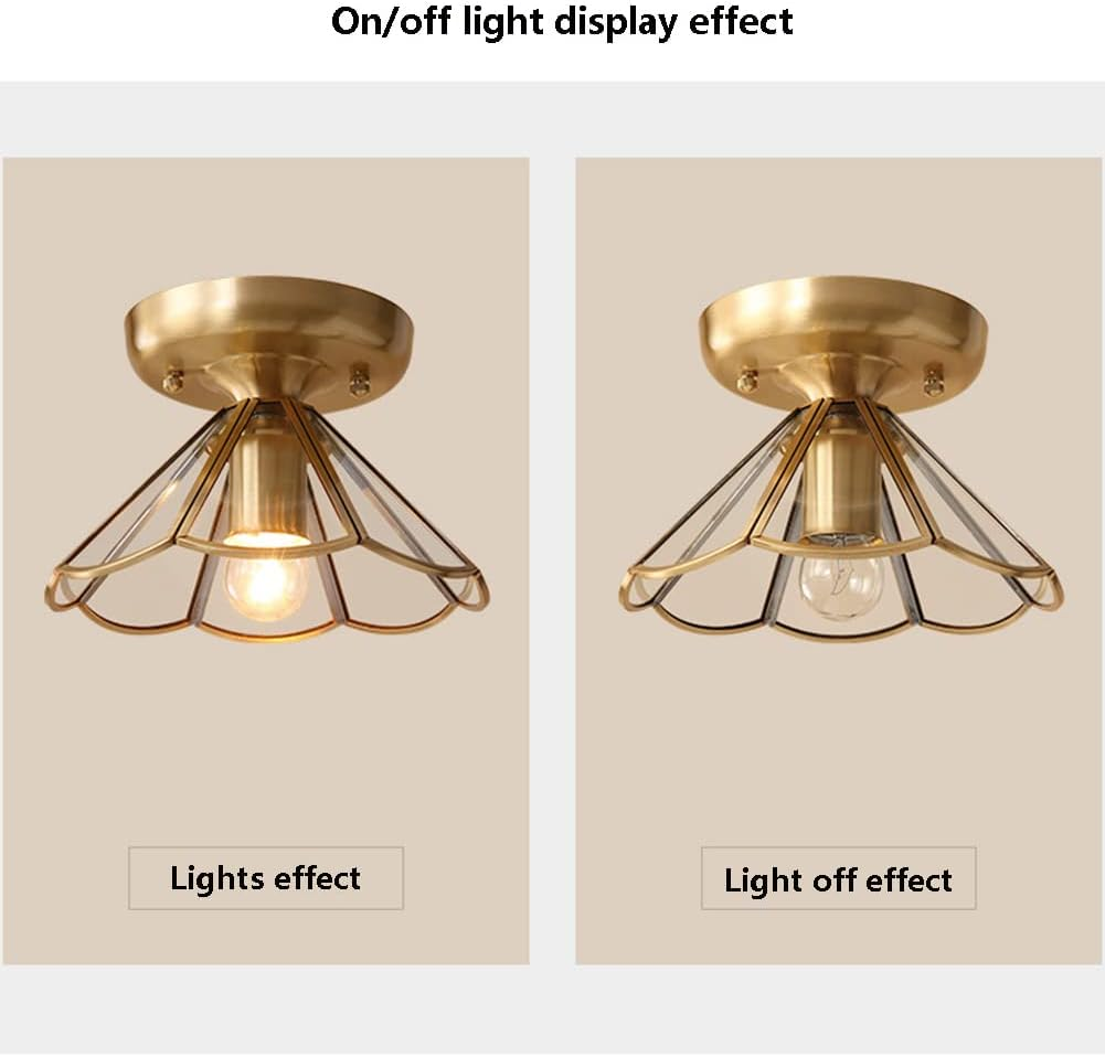 Glass Petal Ceiling Light - Modern Brass Semi Flush Mount for Hallway
