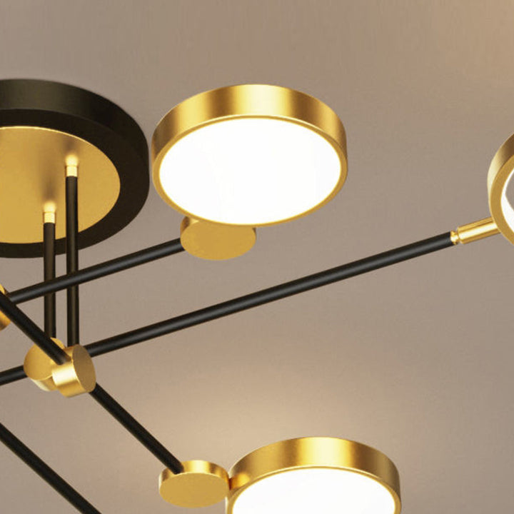 Branch Ring Chandelier - Gold Black Multi Light for Modern Bedroom