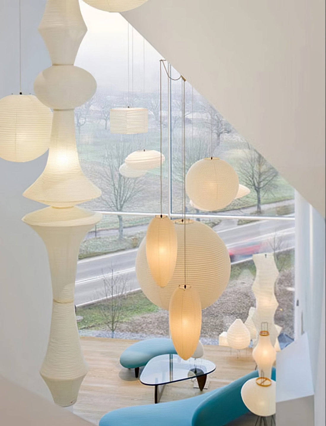 Washi-Papier-Pendelleuchte – Japanische handgefertigte Lampe für das Wohnzimmer