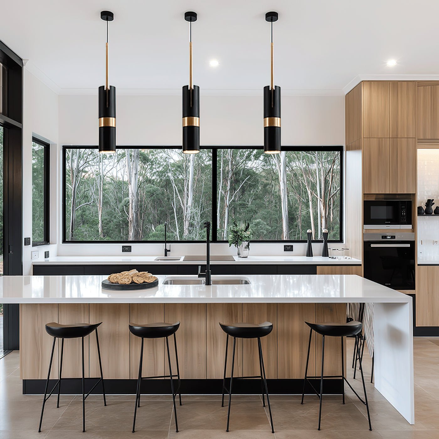 Black And Gold Metal Hardwired Pendant Light