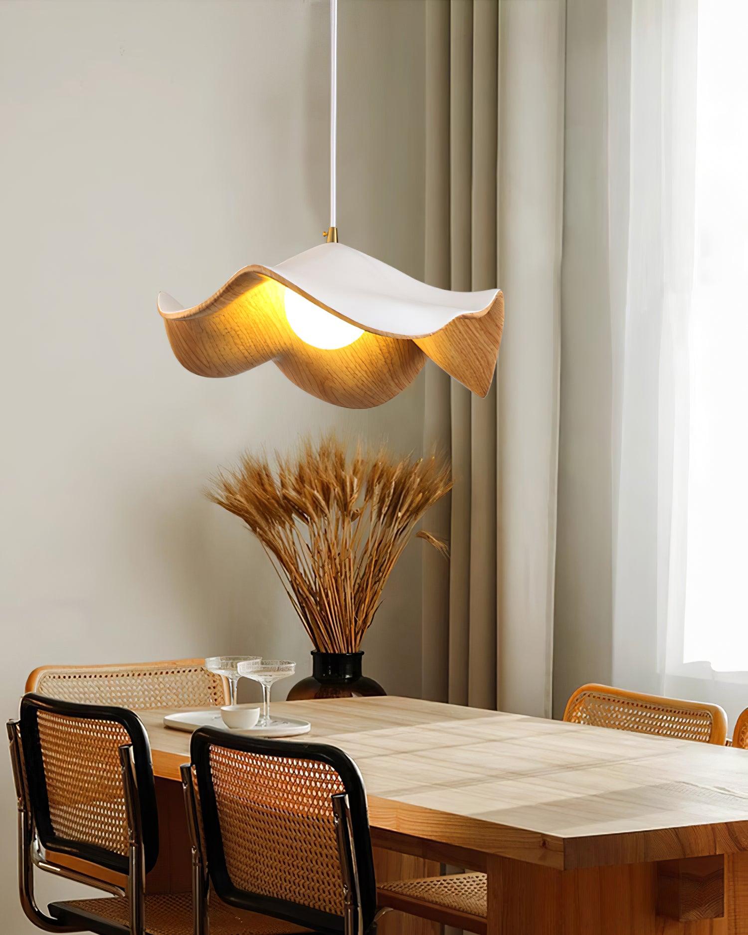 Leaf Vein Glass Plug-In Pendant Lamp