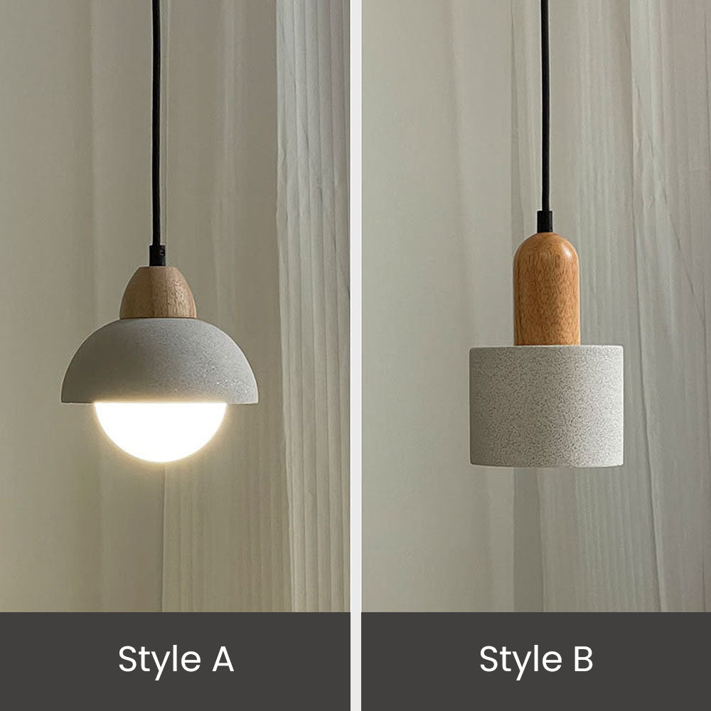 White Stone Pendant Light - Minimalist Kitchen Island Lighting Modern