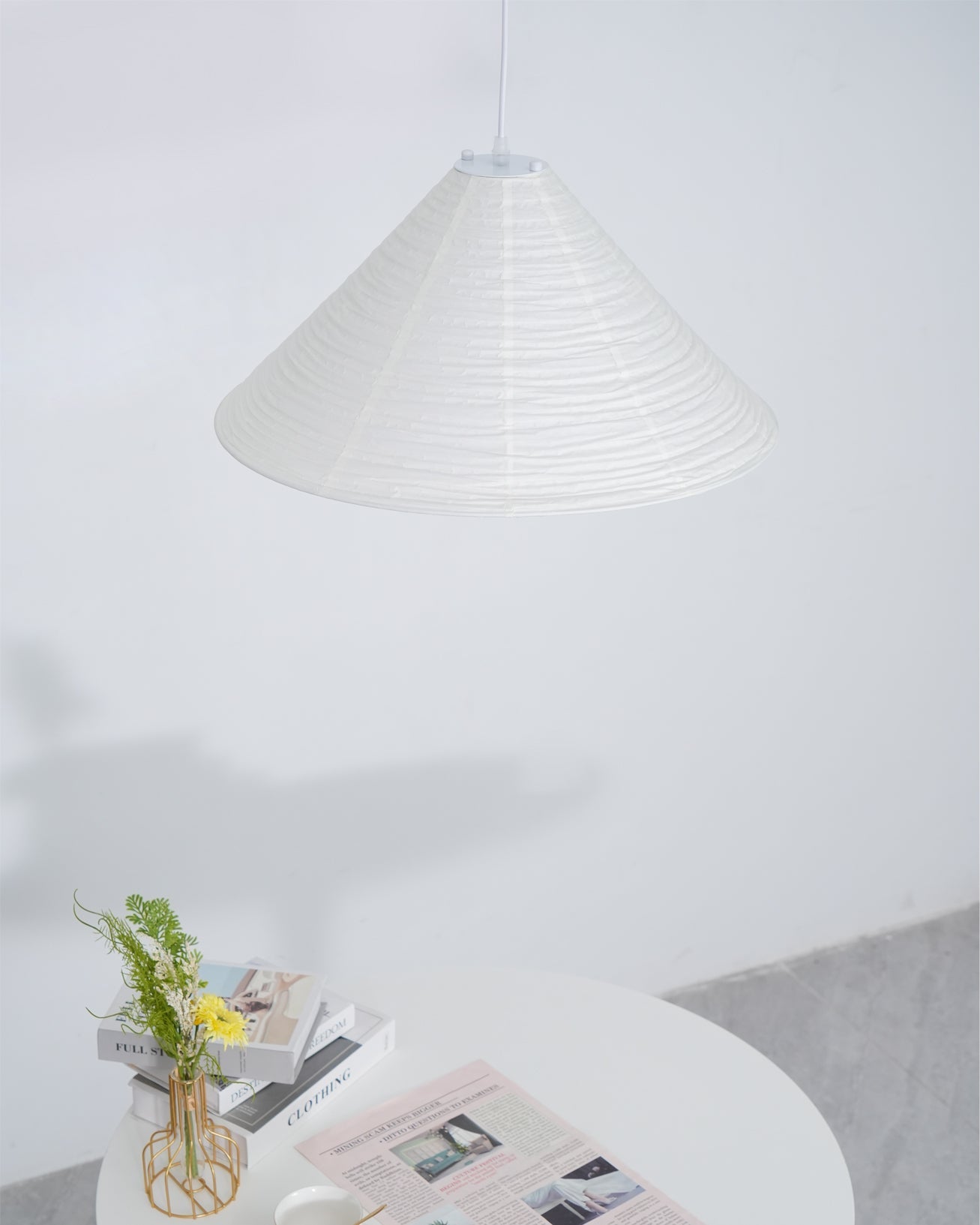 Washi Paper Pyramid Pendant Lamp - Handcrafted Light for Living Room