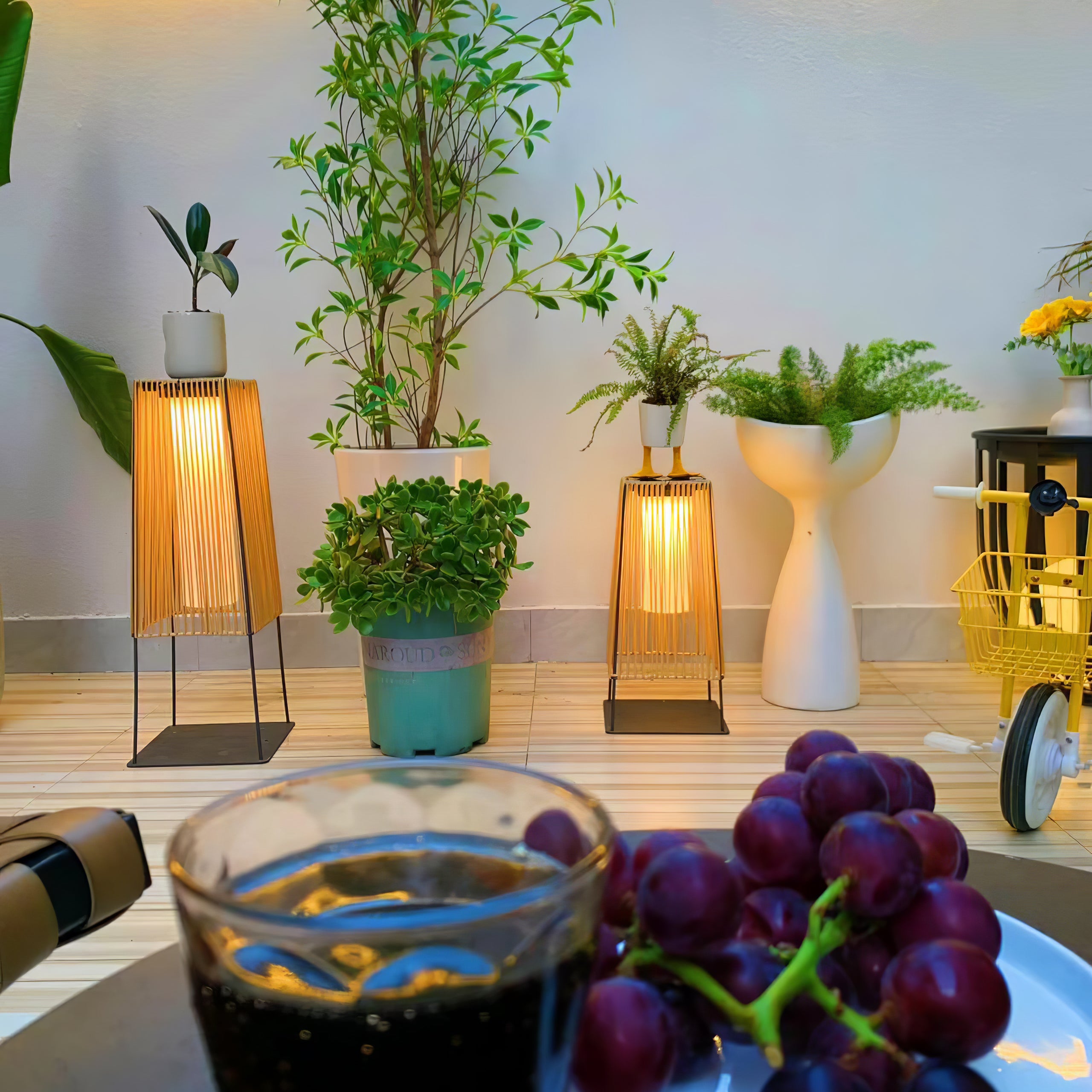 Plastic Rattan Outdoor Post Light - Solar Post Lamp Ideal