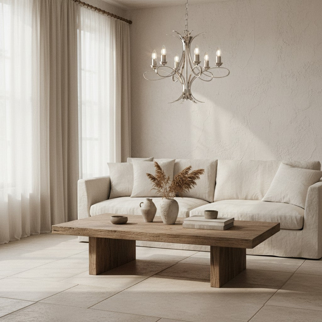 Foline Geometric Light Chandelier – Nickel Finish Ambient Glow for Hallways and Kitchens