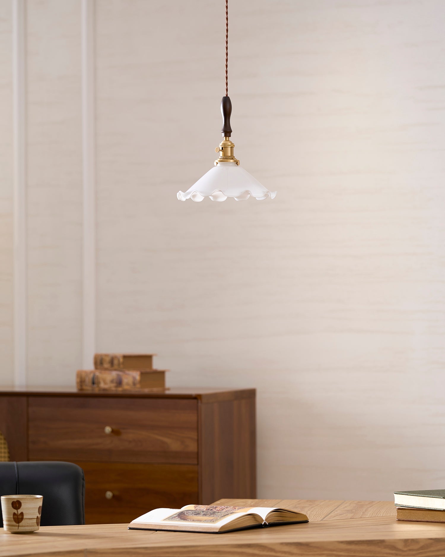 White Sculptural Glass Plug-In Pendant