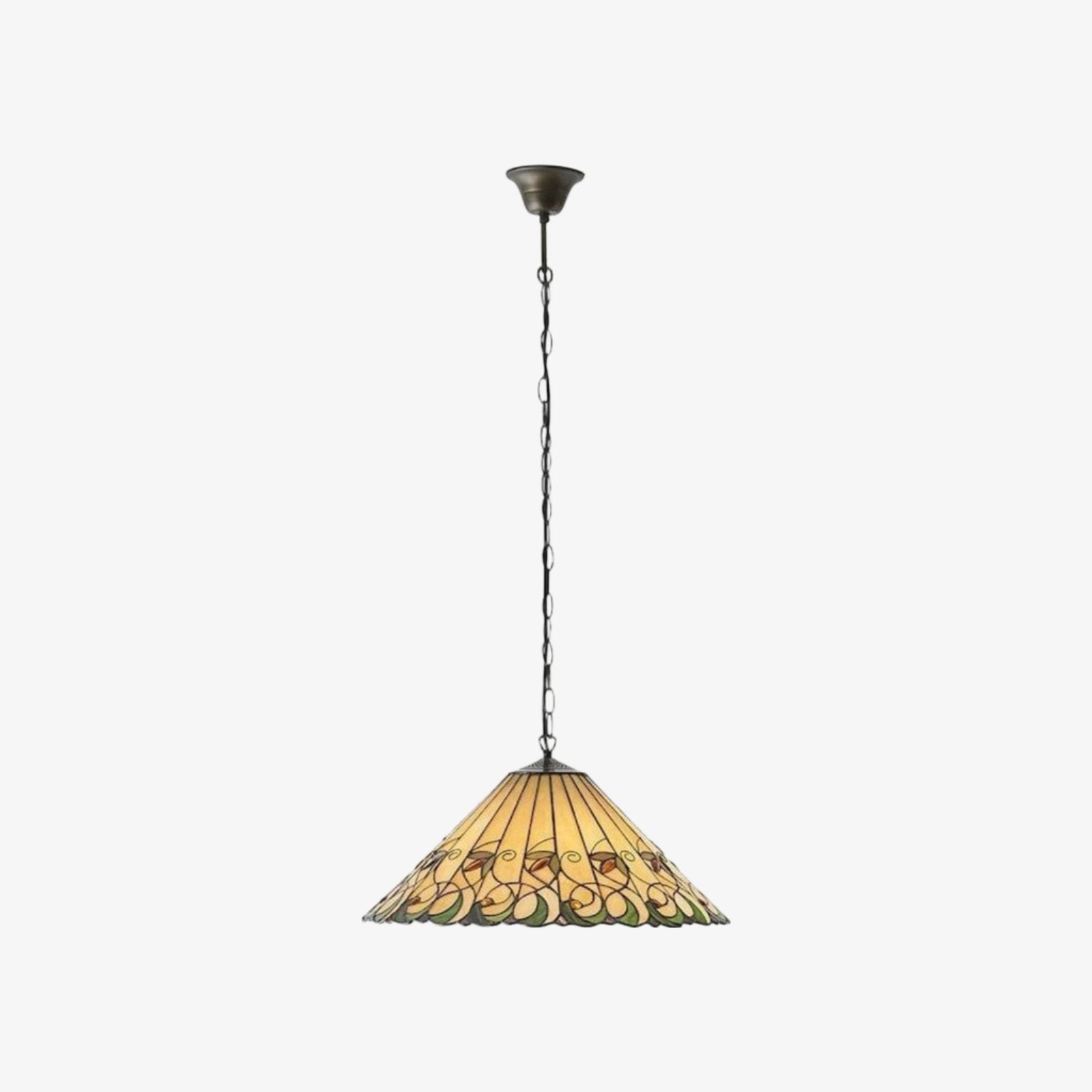TF Jamelia Vintage Floral Stained Glass Dome Ceiling Light for Dining Rooms