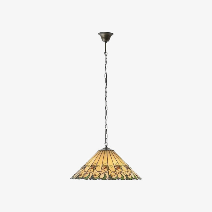 TF Jamelia Vintage Floral Stained Glass Dome Ceiling Light for Dining Rooms