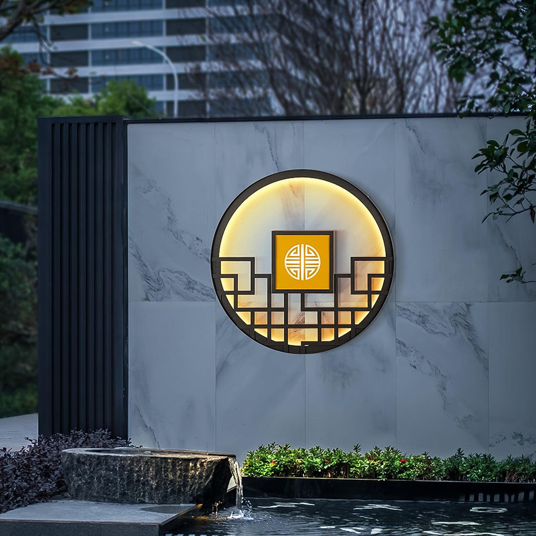 Classic Round Outdoor Light -  Hollow Pattern Wall Decor Lamp