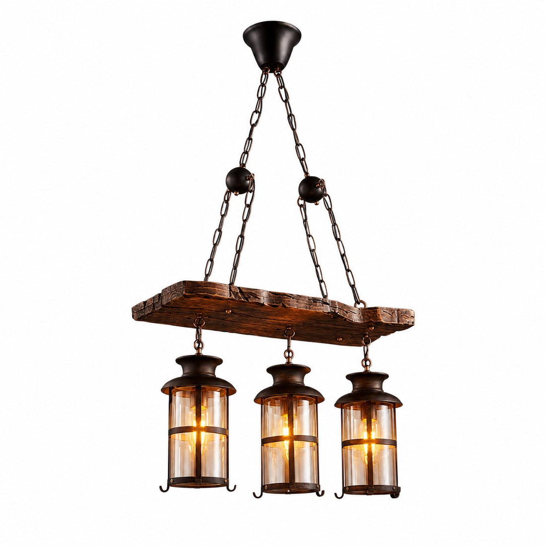 Rustic Industrial Solid Wood Pendant Light Collection