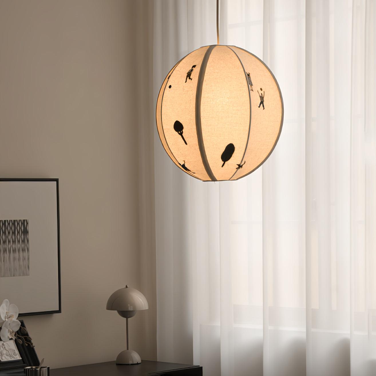 Bunte Baumwoll-Szenenpendelleuchte mit Stecker