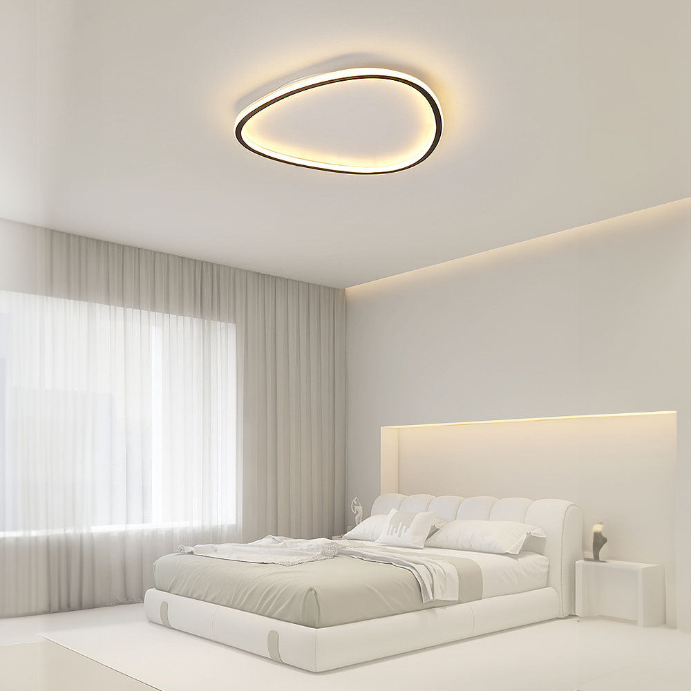 Nordic LED Ceiling Light - Black Oval Design Lamp for Modern Bedroom