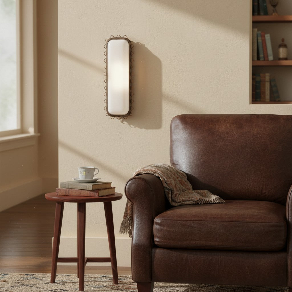 Glowvera Wall Sconce - Wavy Metal Frame Design Modern Glass-Shade Sconce for Hallway