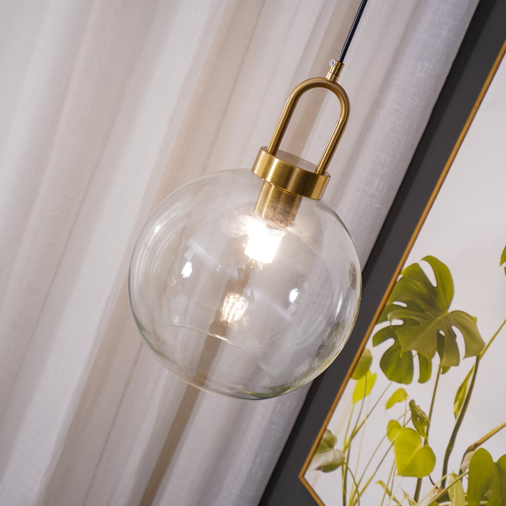 Kupferbeschichtete Glas-Plug-in-Hängeleuchte mit Kabel