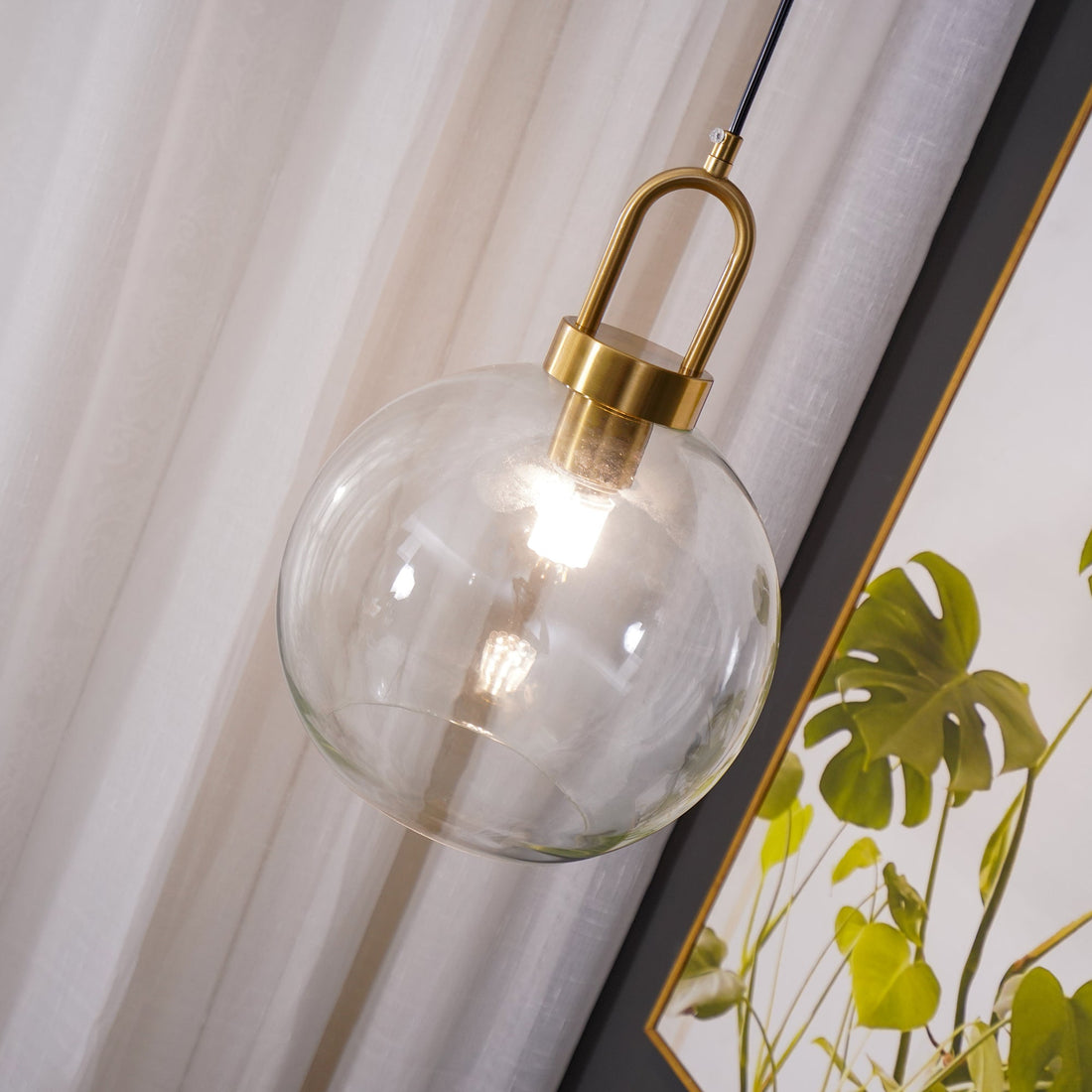 Kupferbeschichtete Glas-Plug-in-Hängeleuchte mit Kabel