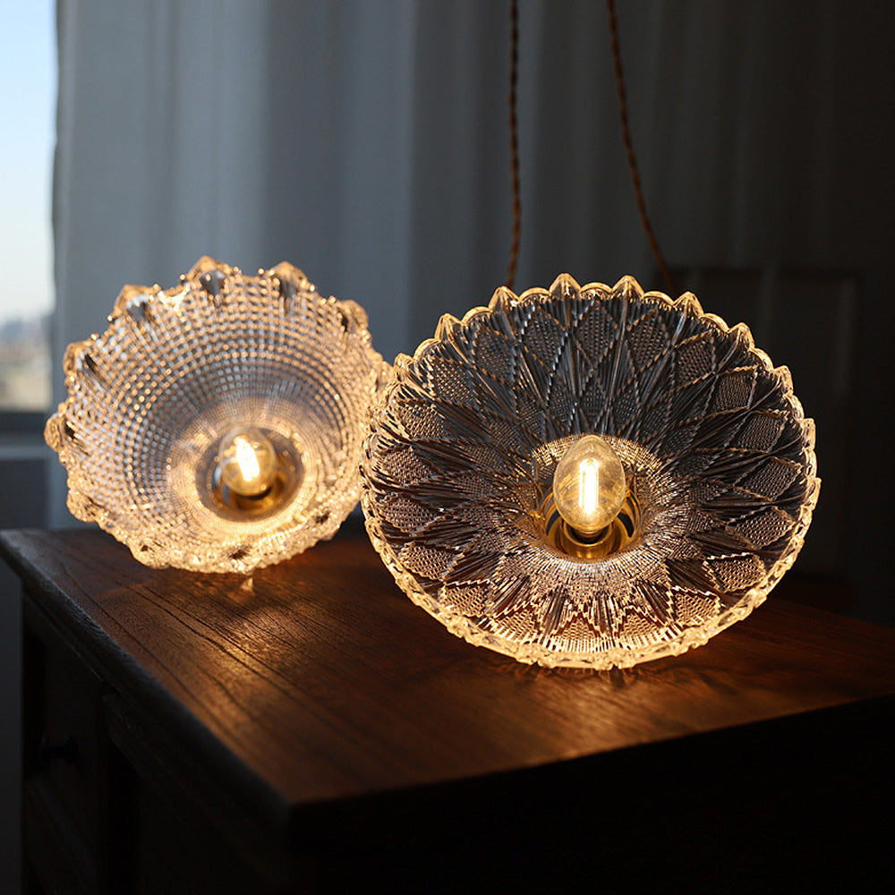 Vintage Glass Pendant Light - Disc Design Fixture for Dining Entryway