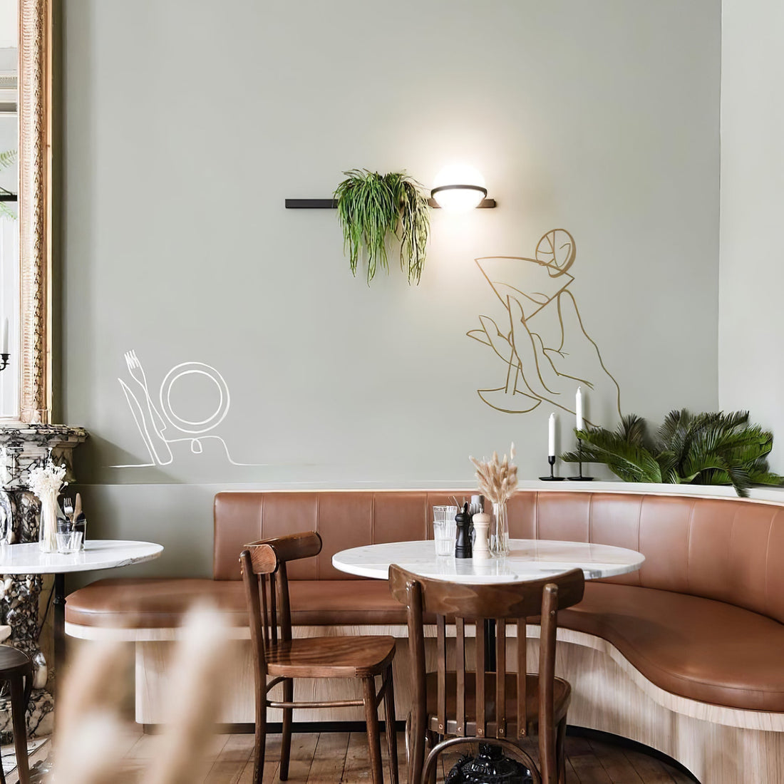 Modern Metal Wall Light - Black Frame Glowing Sphere Lamp for Garden