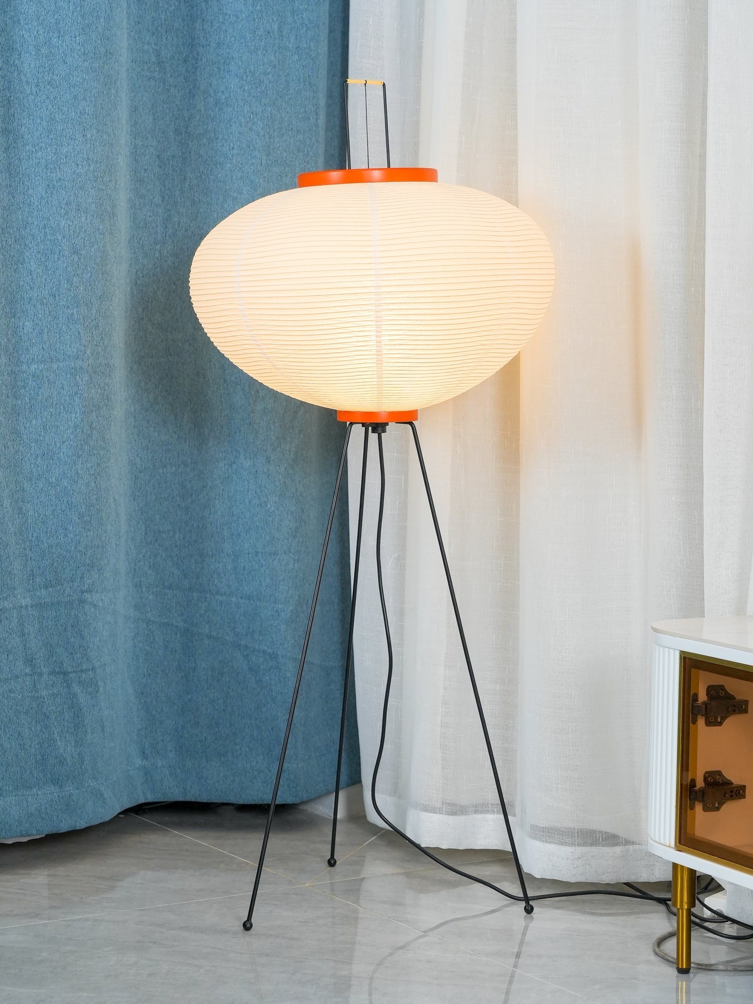 Rice Paper Floor Lamp - Bamboo Frame Soft Light for Living Room