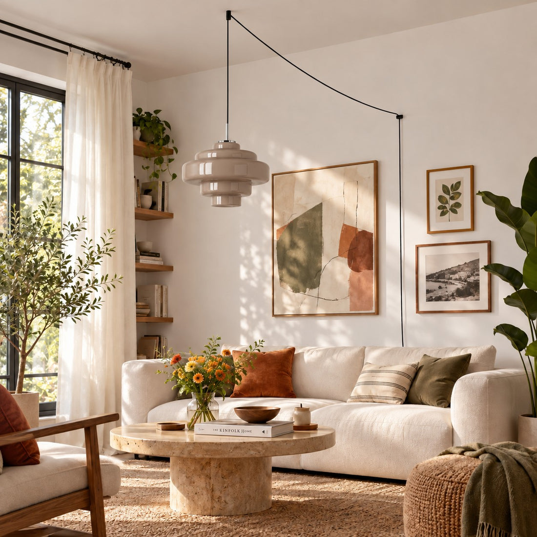 Koloro Millie Glas-Pendelleuchte mit Stecker - Retro-Pendelleuchte in bunten Farben für moderne Innenräume