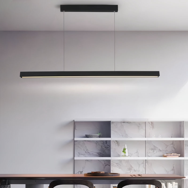 Schwarzer linearer Industrie-Kronleuchter aus Metall