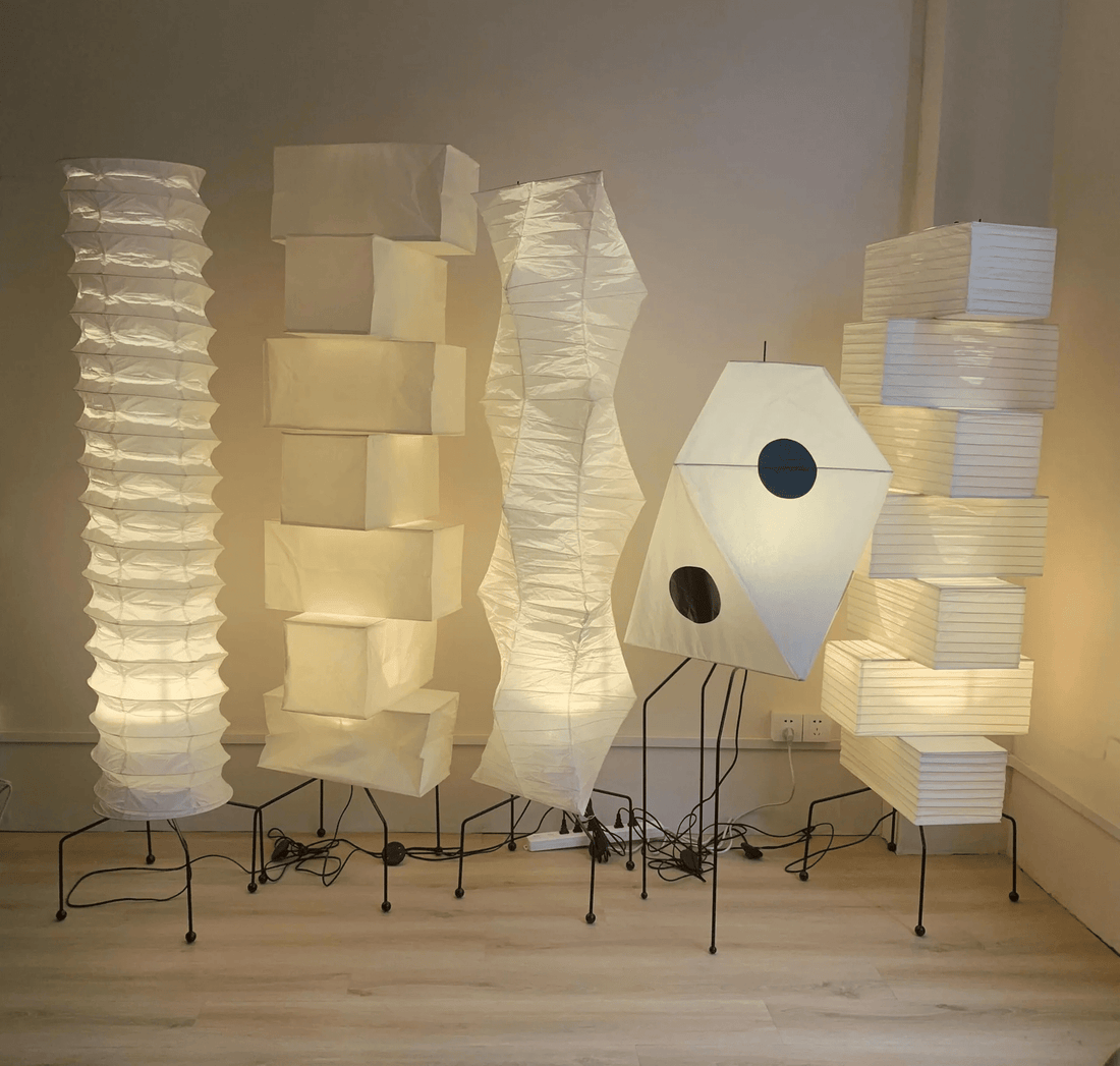Stehlampe aus Washi-Papier – Japanische runde Leuchte für das Wohnzimmer