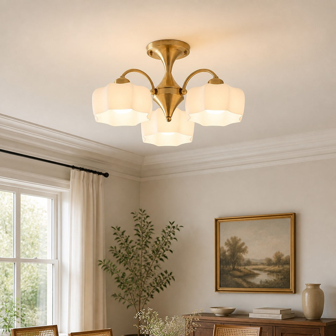 Arden Floral Glass Flush Mount Ceiling Light