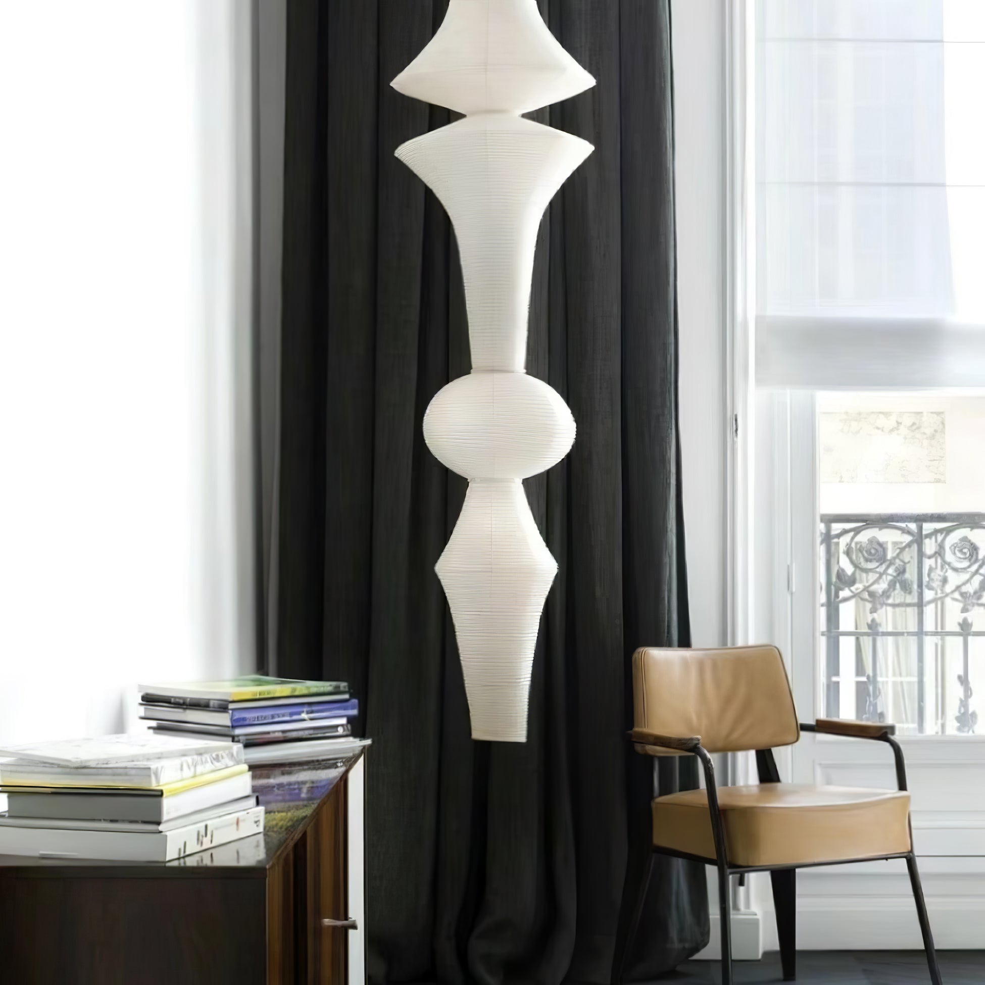 Washi Paper Pendant Light - Japanese Handcrafted Lamp for Living Room