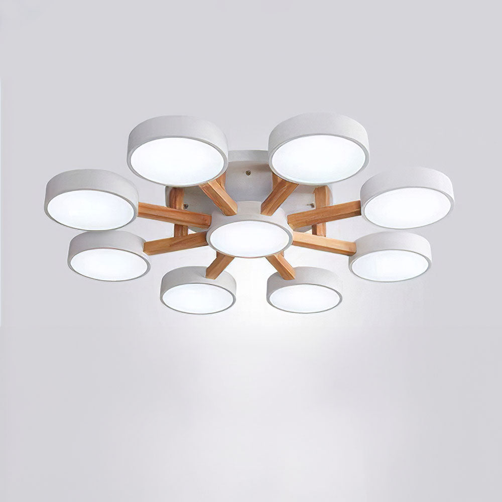 LED Ceiling Light – Modern Iron Wood Fixture for Bedroom Ambiance