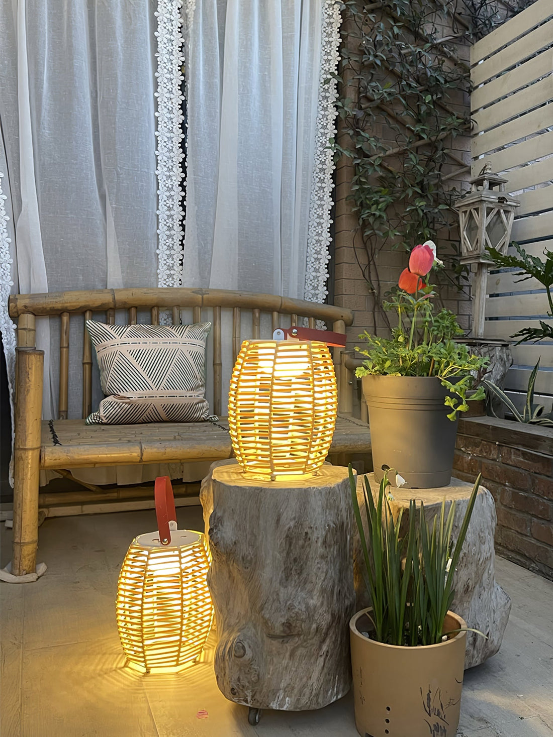 Lantern Built-in Battery Table Lamp - Portable Lamp for Bedroom