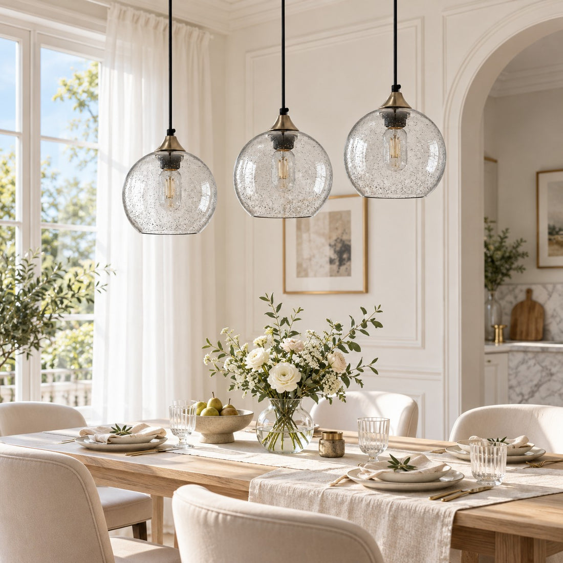 Bubble Glass Globe 3 - Light Single Pendant Light With Adjustable Cord