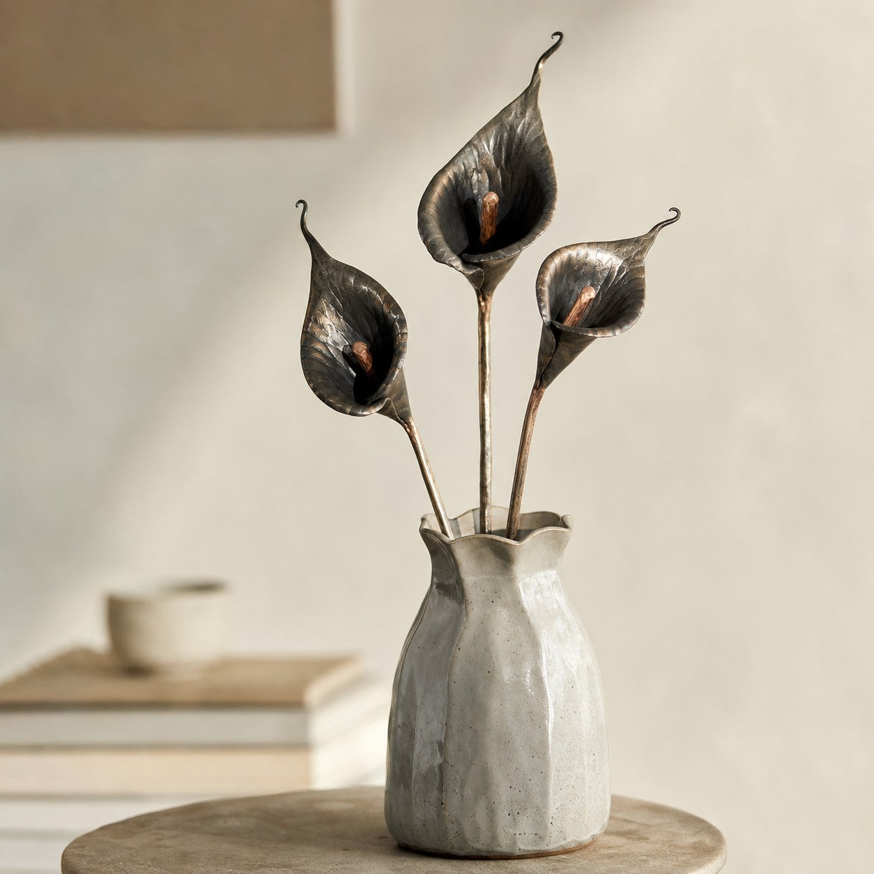 Hand-Forged Iron Calla Lily Stem Decor