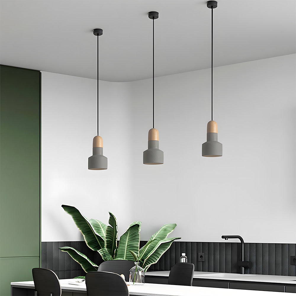 Colorful Minimalist Pendant Light - Cement Fixture for Living Room