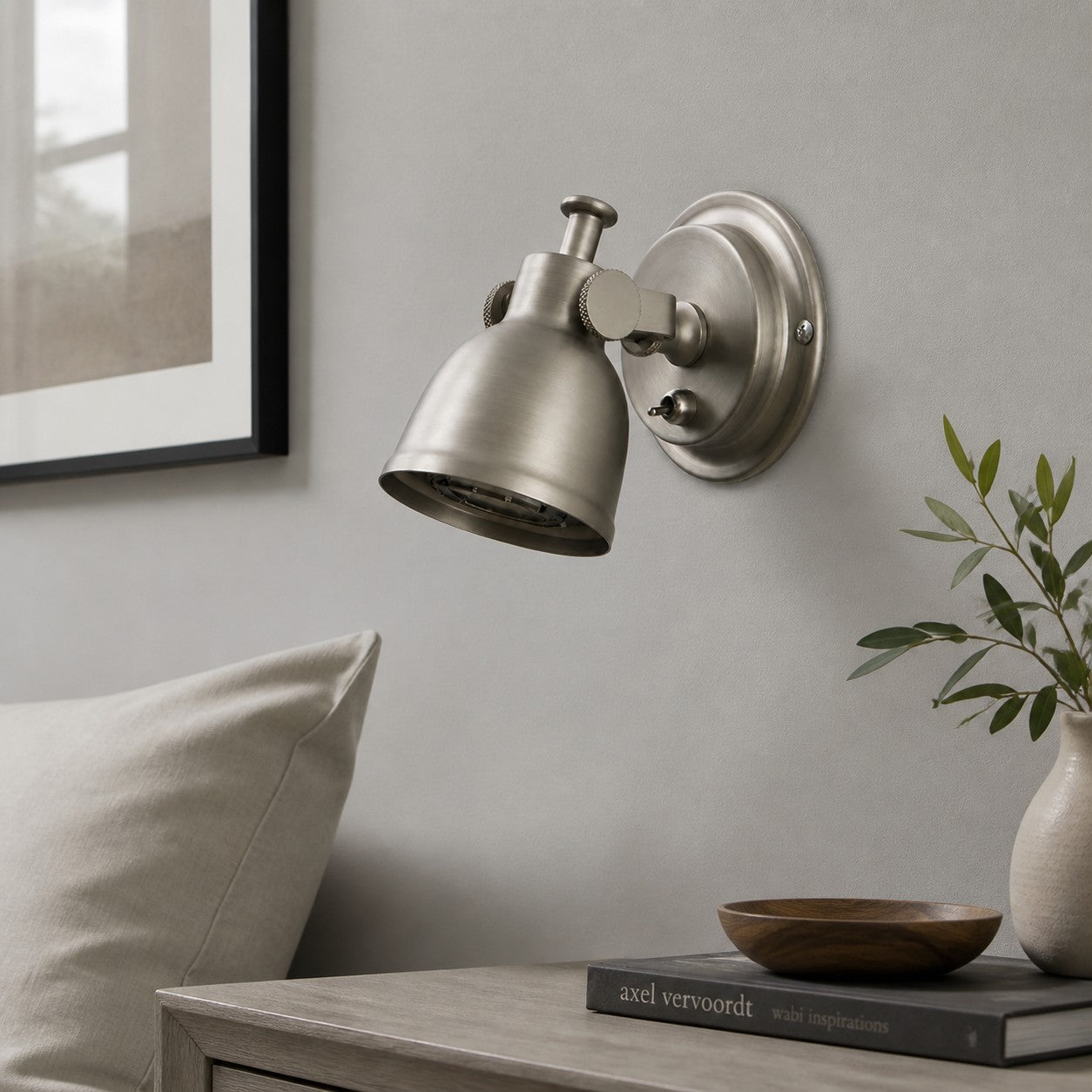 Brushed Nickel Adjustable Reading Wall Light