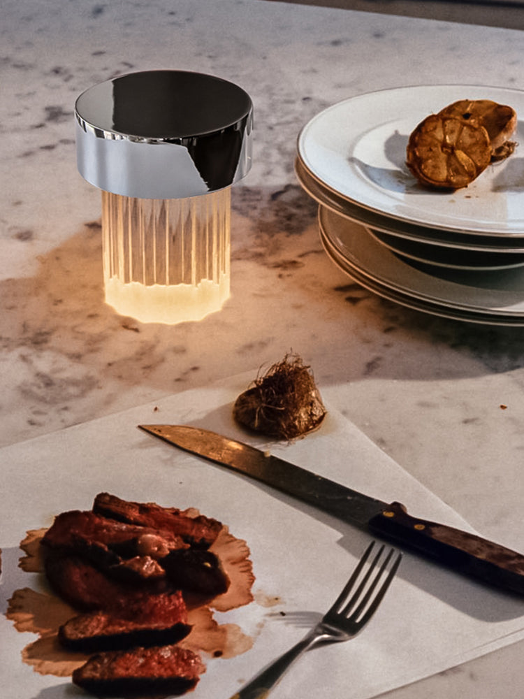 Tragbare Tischlampe – wiederaufladbare Glaslampe für Wohnzimmer und Schreibtisch