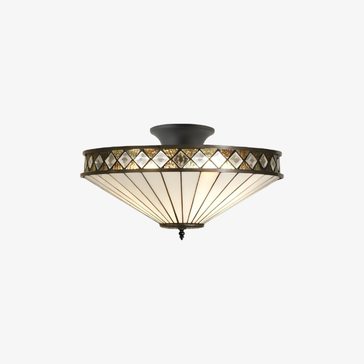 TF Fargo Semi-Flush Ceiling Lamp — A Classic Deco Light with a Decorative Glass Shade for Multi room Use