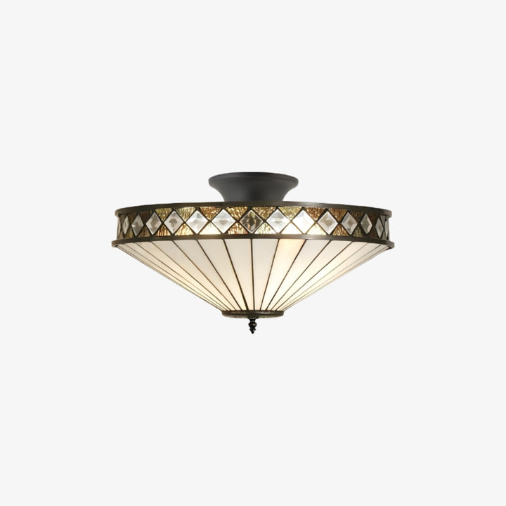 TF Fargo Semi-Flush Ceiling Lamp — A Classic Deco Light with a Decorative Glass Shade for Multi room Use