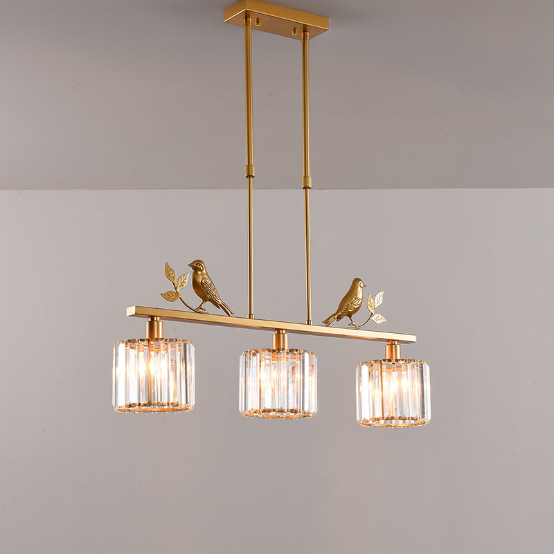 Crystal Island Pendant Light - Multi-Head Bird Theme Luxe Design