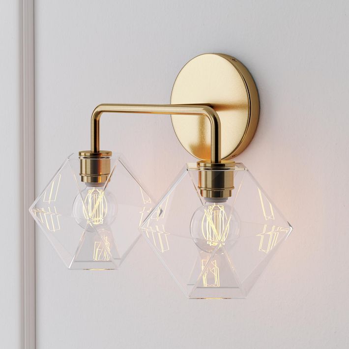 Talvior Geometric Modern Bathroom Sconce - Faceted Shade Light in Luxe Finishes