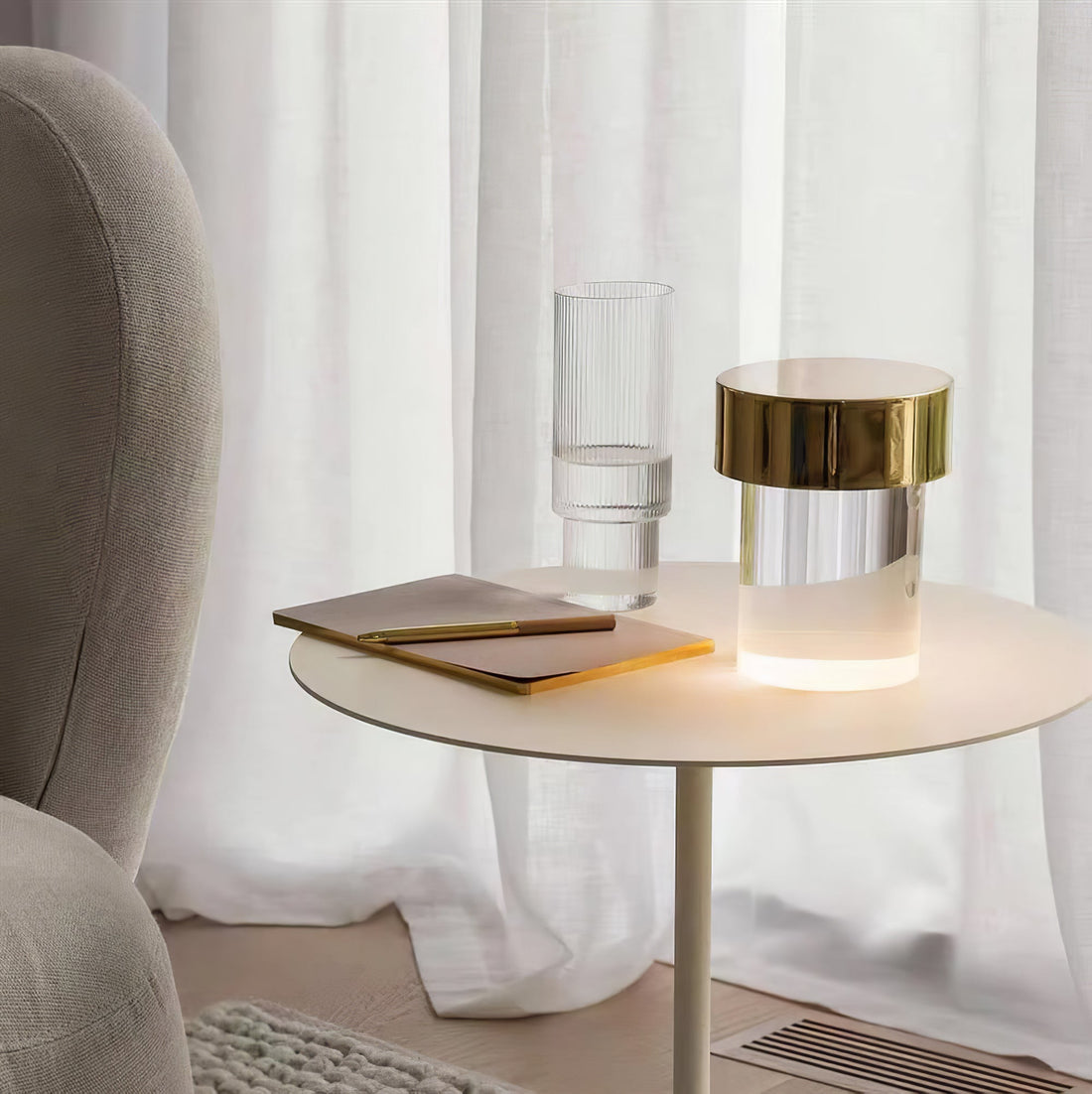 Tragbare Tischlampe – wiederaufladbare Glaslampe für Wohnzimmer und Schreibtisch