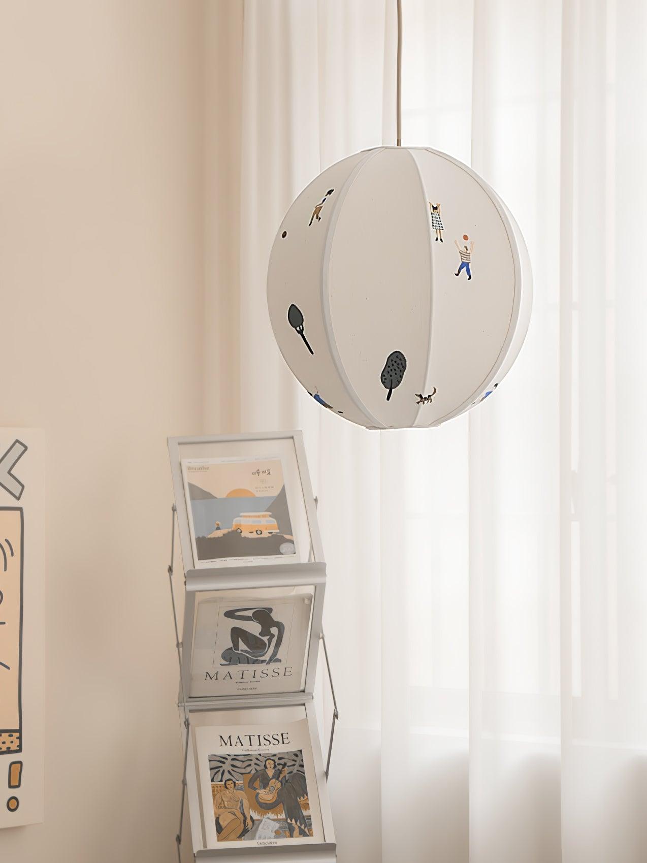 Bunte Baumwoll-Szenenpendelleuchte mit Stecker