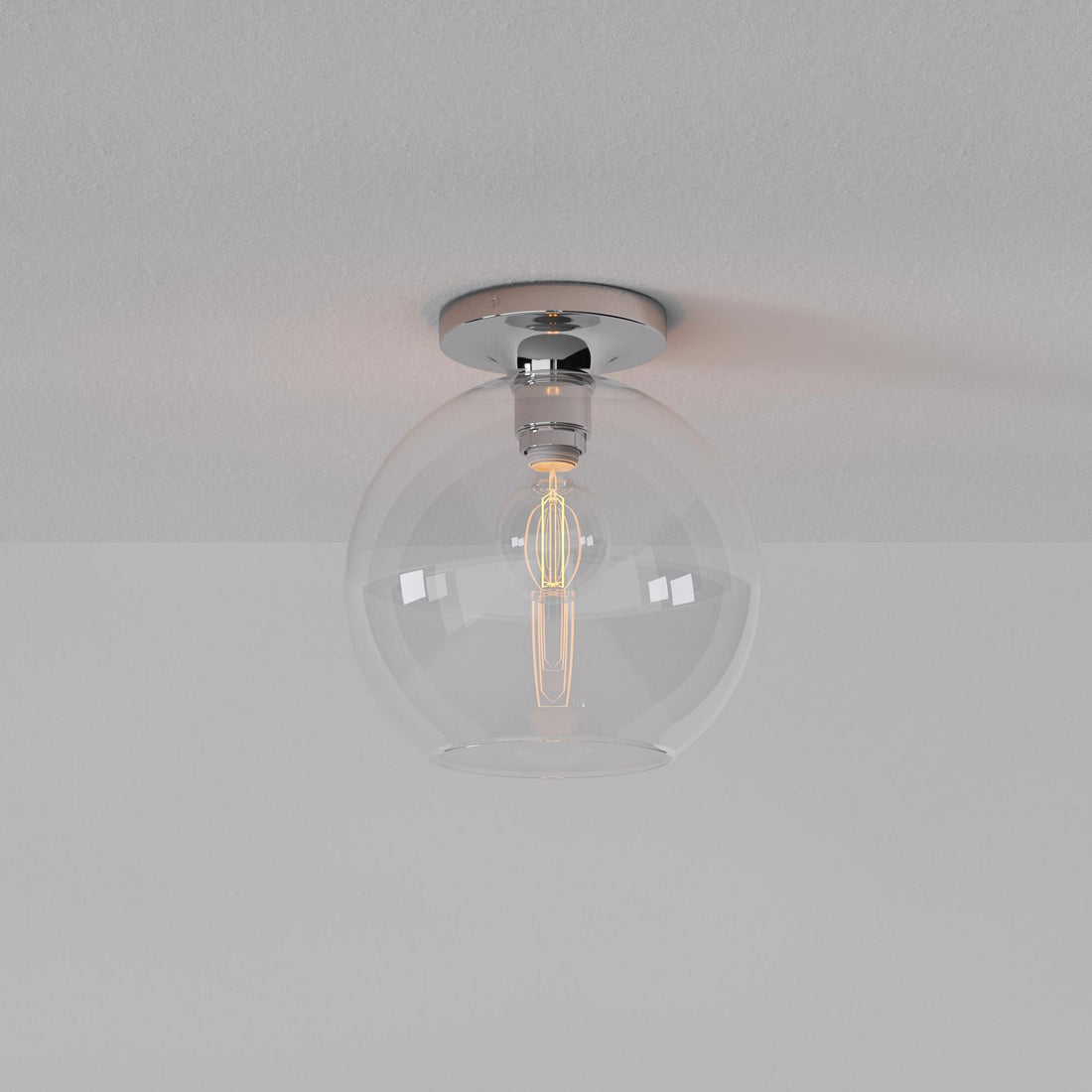 Selvion Modern Globe Ceiling Lamp - Damp-Rated Bathroom Lighting - Luxe Glass Shade