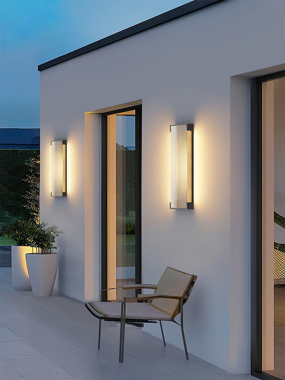 Rechteckige Außenwandleuchte - Moderne schwarze Lampe für Veranda &amp; Garten