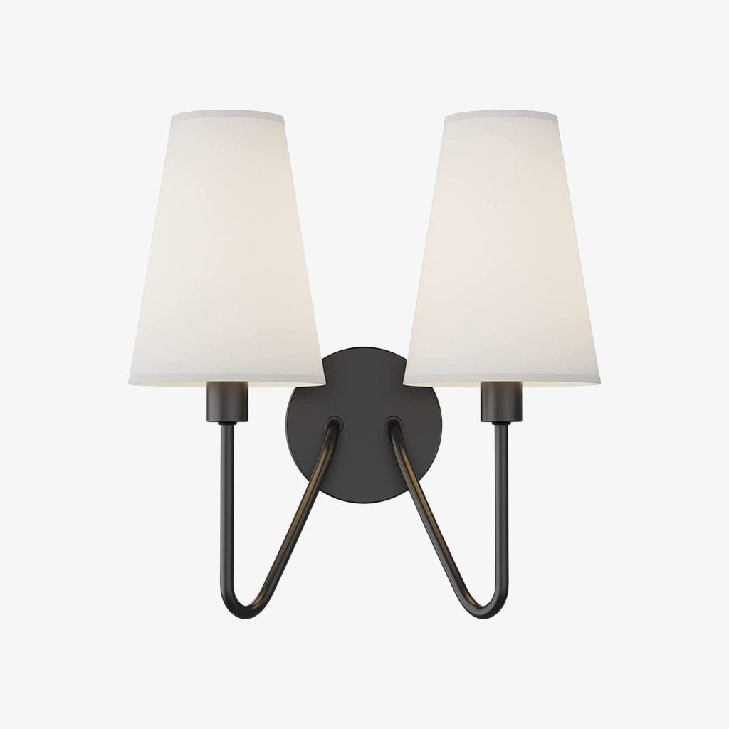 Arcuma Wandleuchte aus Metall im Vintage-Stil – handgefertigter Stoffschirm fürs Schlafzimmer
