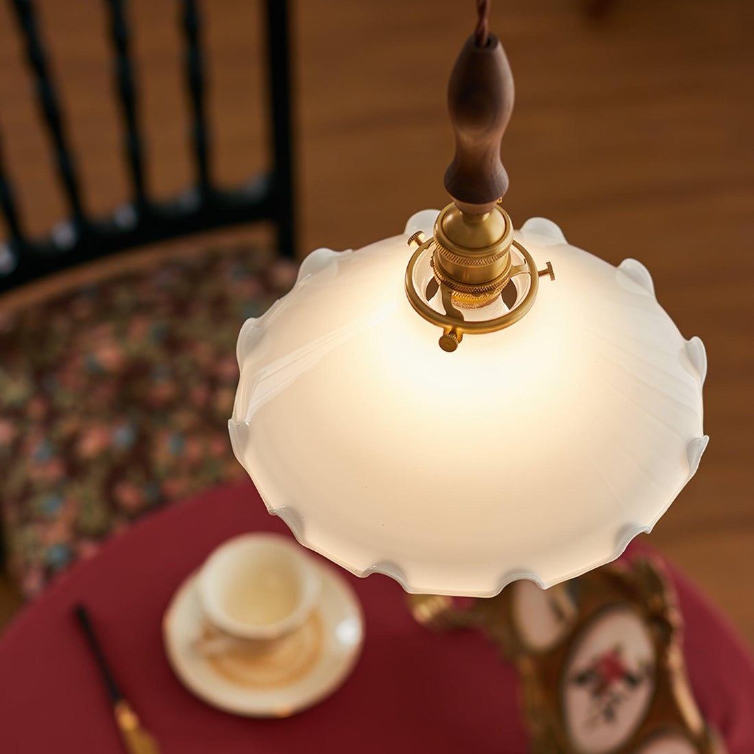White Sculptural Glass Plug-In Pendant