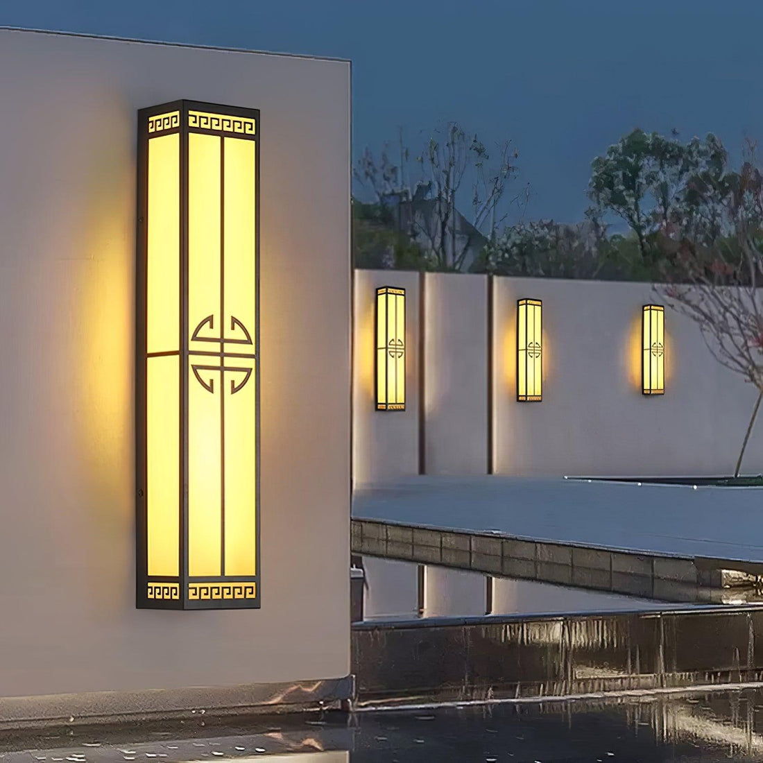 Schneeflocken-Wandleuchte aus Gipsmetall – quadratische, elegante Lampe für den Außenbereich