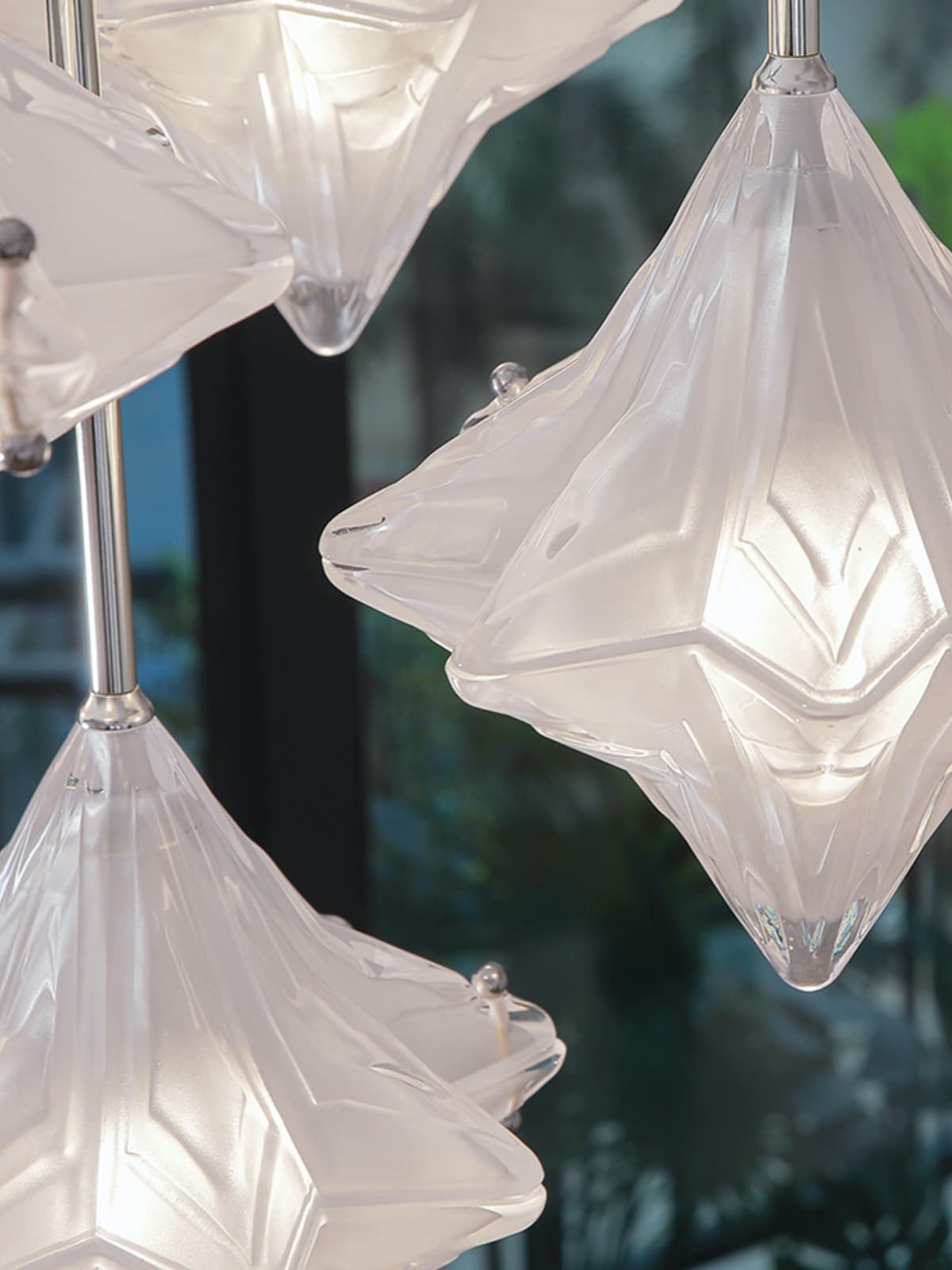 Art Deco Astris Elara Star Pendant Light - Frosted Glass Pendant with Geometric Style