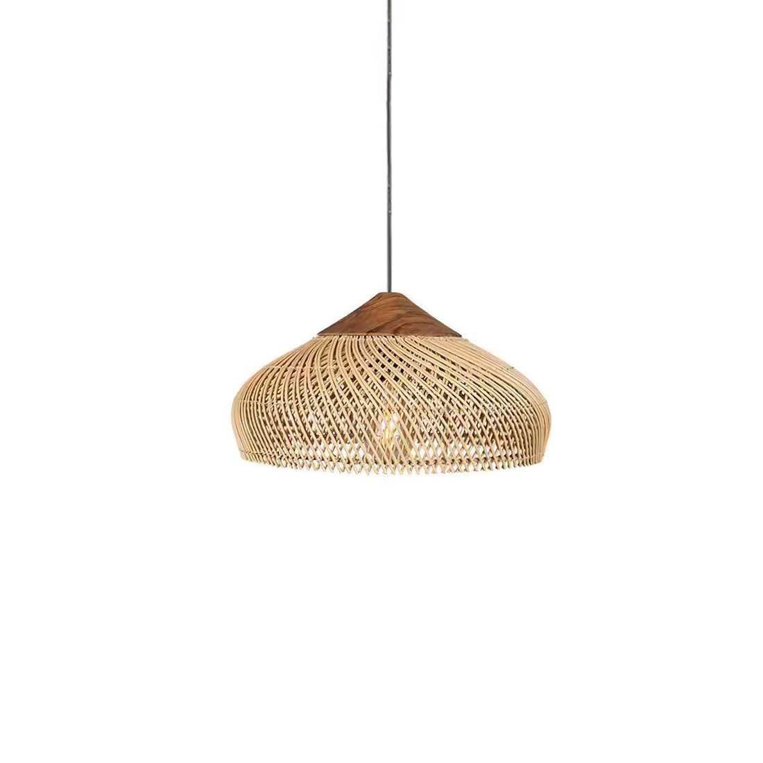 Woven Rattan Wood Plug-In Pendant Light