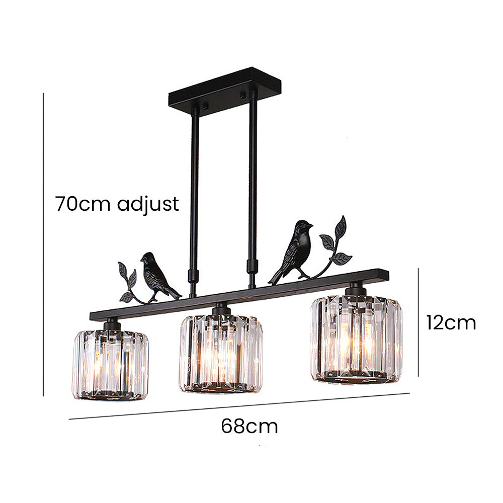 Crystal Island Pendant Light - Multi-Head Bird Theme Luxe Design